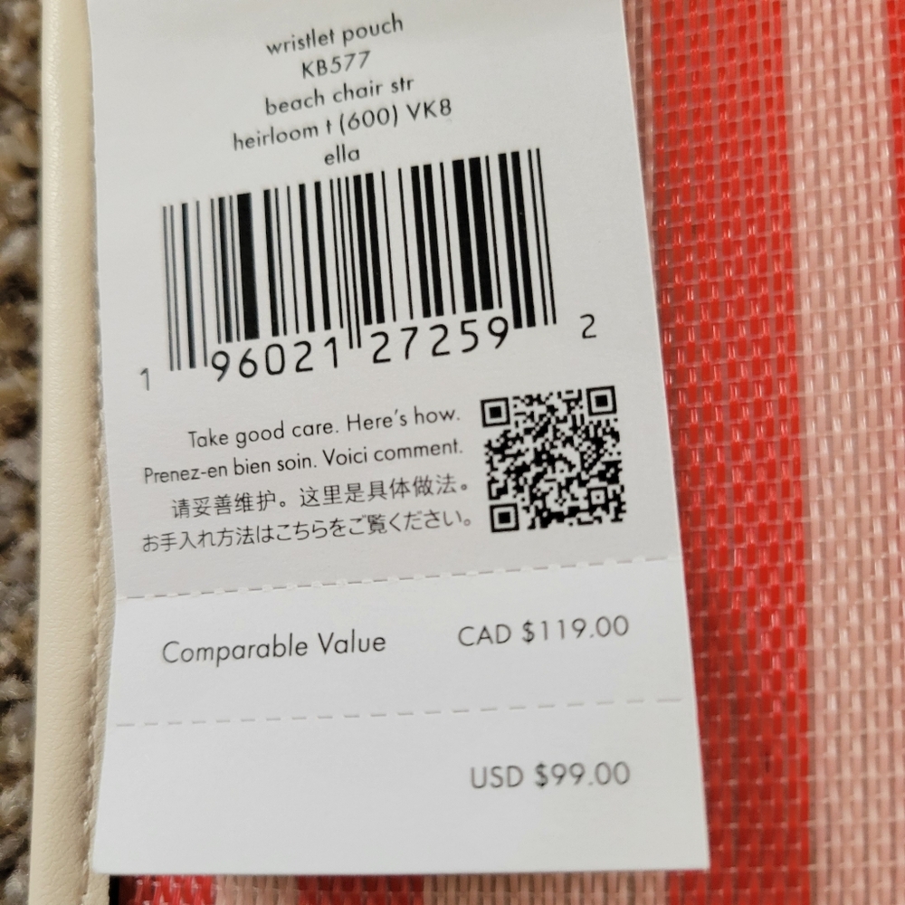 Kate Spade Salmon Orangw Mesh Large Wristlet - Picture 3 of 3